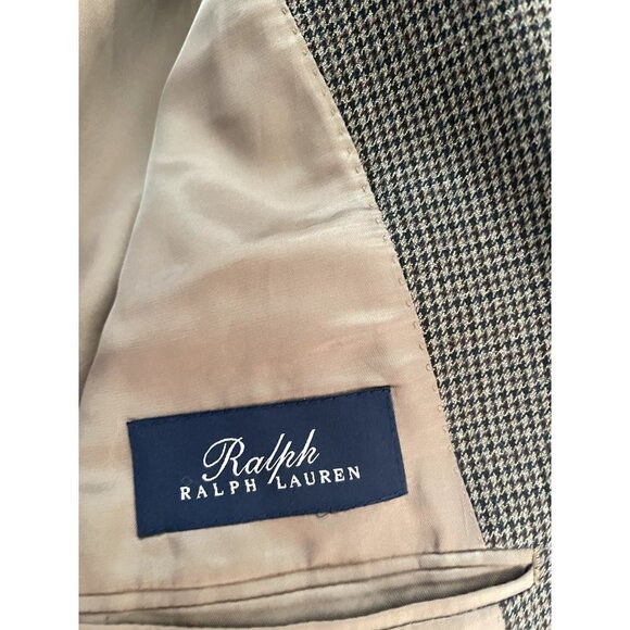 RALPH Lauren Silk Wool Blend Men's Sports‎ Jacket Blazer Brown Herringbone 44R - Picture 4 of 13